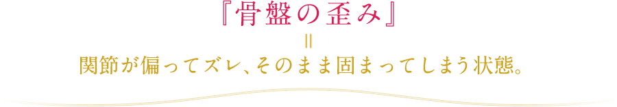 『骨盤の歪み』 = 関節が偏ってズレ、そのまま固まってしまう状態。